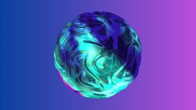 A futuristic 3D rendered iridescent liquid sphere with dynamic flowing waves, refracting neon light against a vibrant blue and purple gradient background. - Powered by Shutterstock - Get 15% off with code: PIKWIZARD15