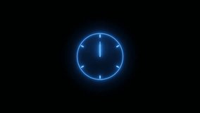 Clock icon neon light 24 Hour Day Fast Speed. Royal blue circle digital and analog clock neon looped black background 4k. Royal blue circle digital and analog clock neon looped black background  - Powered by Shutterstock - Get 15% off with code: PIKWIZARD15