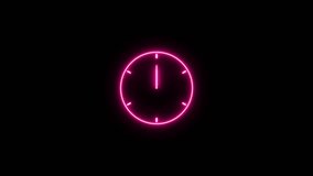 Clock icon neon light 24 Hour Day Fast Speed. Royal blue circle digital and analog clock neon looped black background 4k. Royal blue circle digital and analog clock neon looped black background  - Powered by Shutterstock - Get 15% off with code: PIKWIZARD15