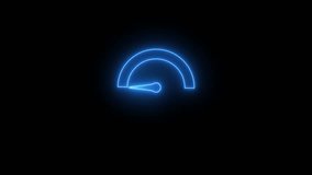 Digital symbols at the speedometer. Car mileage, measuring kilometers. Circle speed control. Animation of glowing neon Electric Car Speedometer icon isolated .Energy meter icon. - Powered by Shutterstock - Get 15% off with code: PIKWIZARD15