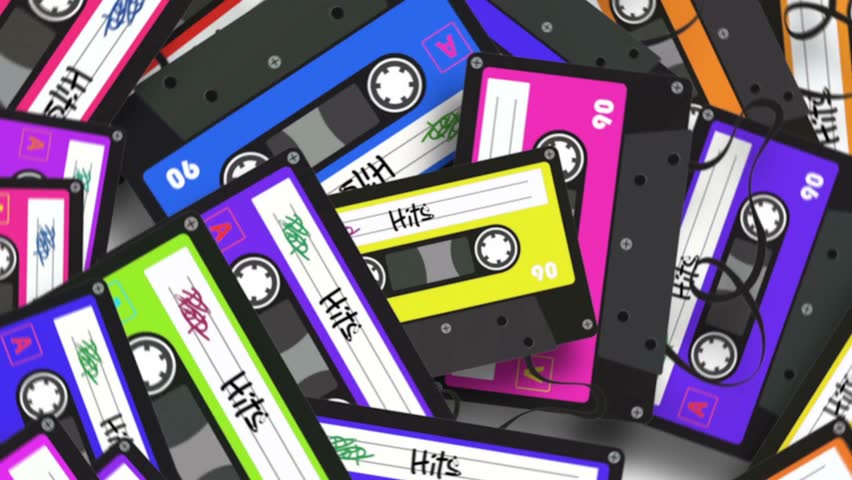 Retro Colorful Cassette Tapes Pile Animation