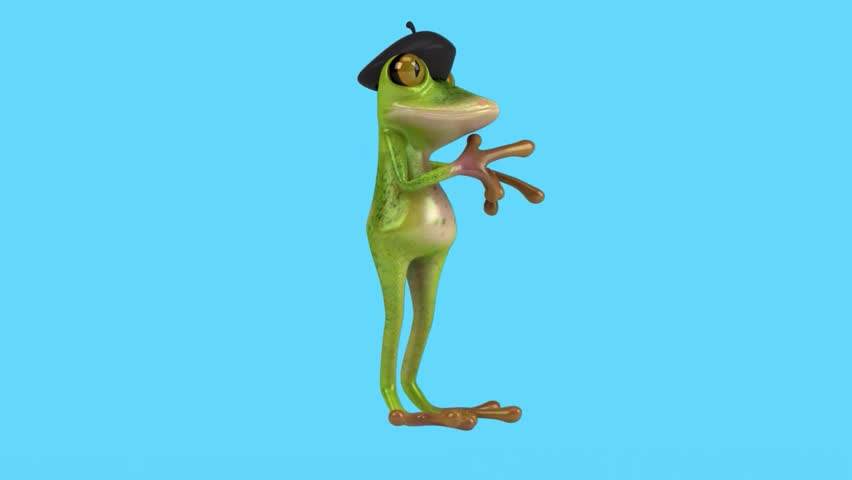 Funky 3D Frog with Beret Animation