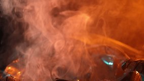 Close-up of vintage film strips engulfed in bright, mesmerizing flames and smoke. The melting celluloid symbolizes the end of an era, film loss, and destructive processes. - Powered by Shutterstock - Get 15% off with code: PIKWIZARD15