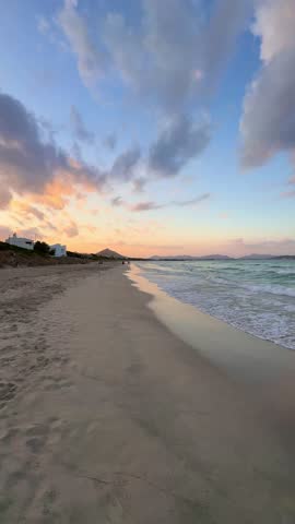 Colorful sunset at Alcudia beach, Mallorca, Spain