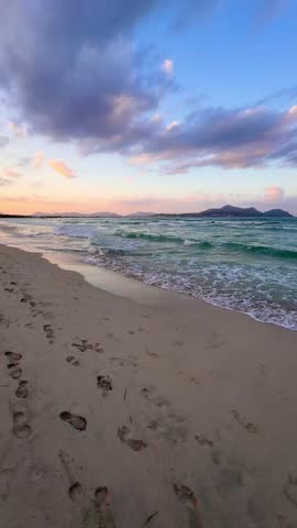 Colorful sunset at Alcudia beach, Mallorca, Spain