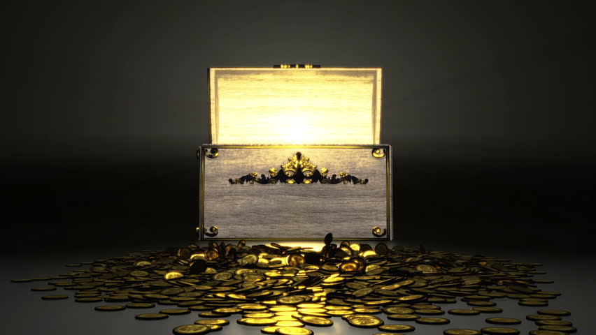 Treasure chest with Gold coins