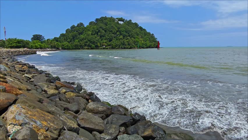 beach and sea with island in Padang, West Sumatra, Indonesia