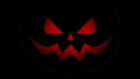 Creepy jack o lantern pumpkin face animation loop glowing in the dark, perfect for Halloween horror themes, spooky overlays, eerie backgrounds, seasonal design, and scary video atmosphere. - Powered by Shutterstock - Get 15% off with code: PIKWIZARD15