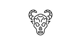 A linear style animated icon representing demon skull - Powered by Shutterstock - Get 15% off with code: PIKWIZARD15