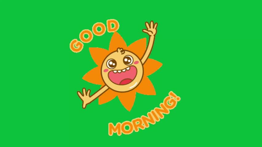 A cheerful sun character pops up with “GOOD MORNING!” on a green screen—perfect for daily intros, wake-up messages, and sunny positivity in your edits