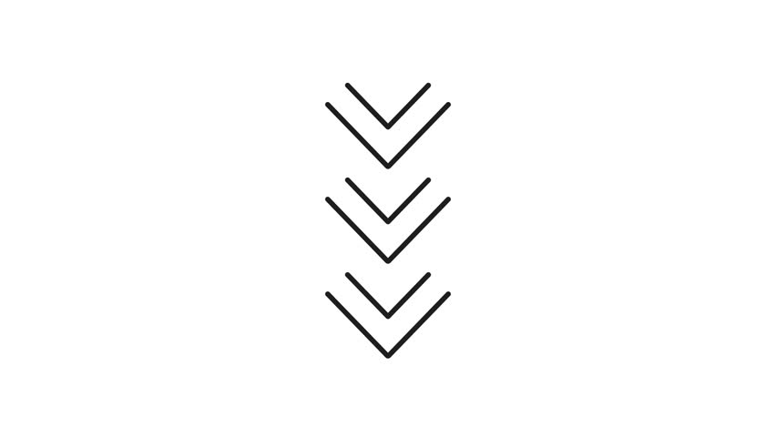 Scroll down movement line animation. Scroll down design element with arrow symbols for websites presentations. Enhances navigation cues, highlights sections, and adds visual interest.	