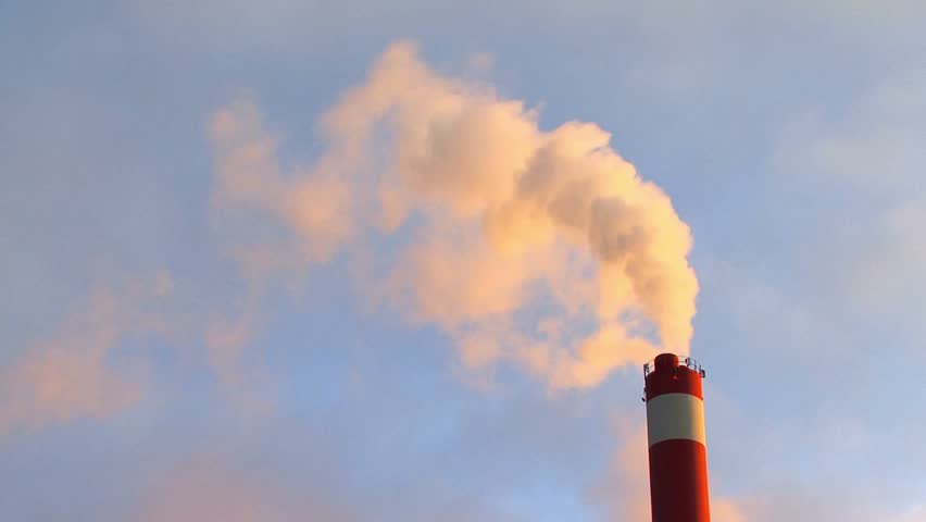 air pollution from industry chimney smoke footage HD