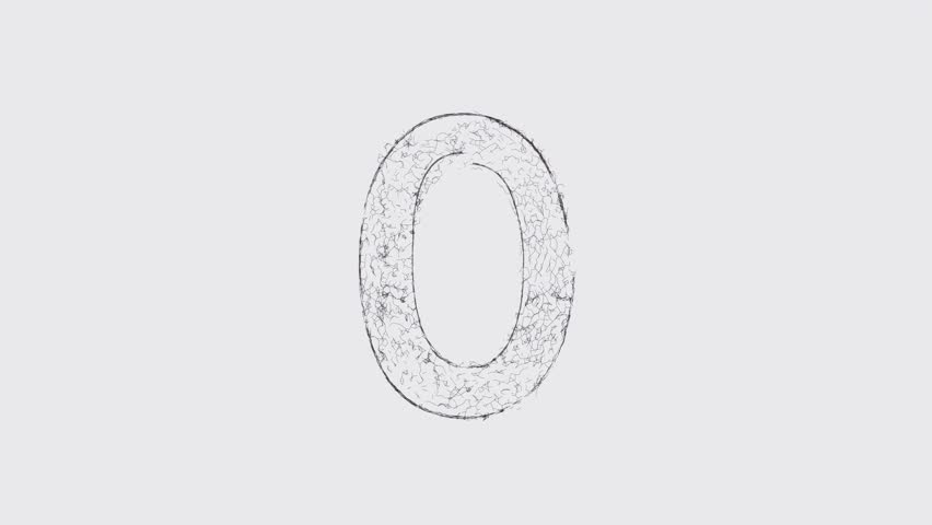 Countdown animation with morphing plexus-style digits and dynamic wind-like oscillations. 3D Illustration