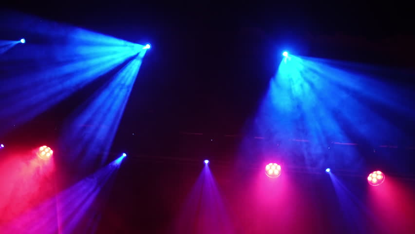 Concert Stage Lights Up Top In Red And Blue Colors