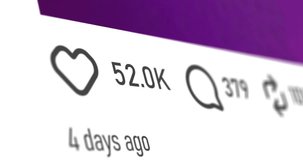 Reacting on post in social network app on smartphone screen, counter animation of likes, comments and reposts icons, footage - Powered by Shutterstock - Get 15% off with code: PIKWIZARD15