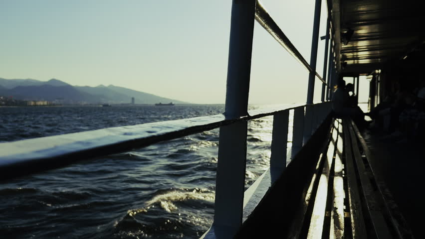 Sea View from the Deck of a Ferry While Cruising  in Daylight
