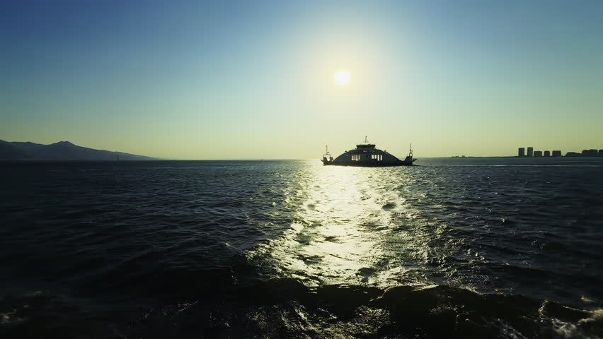 Sea View from the Deck of a Ferry While Cruising  in Daylight