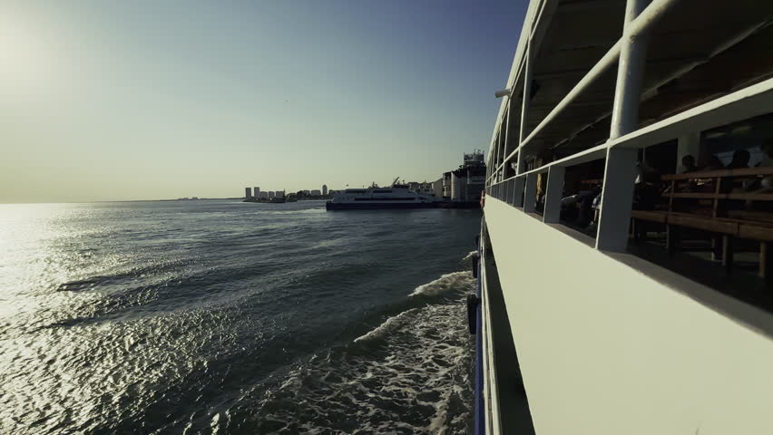 Sea View from the Deck of a Ferry While Cruising  in Daylight