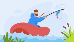 A calm and detailed fishing scene featuring a man standing by the water, casting a net into a river or lake, with rippling reflections, soft sunlight, and natural surroundings of trees and reeds, peac - Powered by Shutterstock - Get 15% off with code: PIKWIZARD15