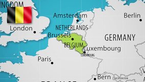 Belgium on the World Map with Animated National Flag - Powered by Shutterstock - Get 15% off with code: PIKWIZARD15
