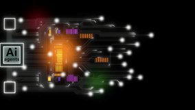 Futuristic Ai agents interface with data analytics Technology digital network connection, Artificial intelligence deep learning, and big data technology. 4k Motion abstract background data trransfer. - Powered by Shutterstock - Get 15% off with code: PIKWIZARD15