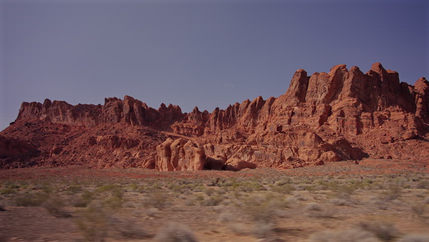 Red Rock Ridge Seen from Moving Car Valley of Fire