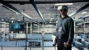 Data center employee check AI dashboard using VR headset during systems review. Server hub worker using virtual reality tech to test artificial intelligence tools for reliable performance, camera A - Powered by Shutterstock - Get 15% off with code: PIKWIZARD15