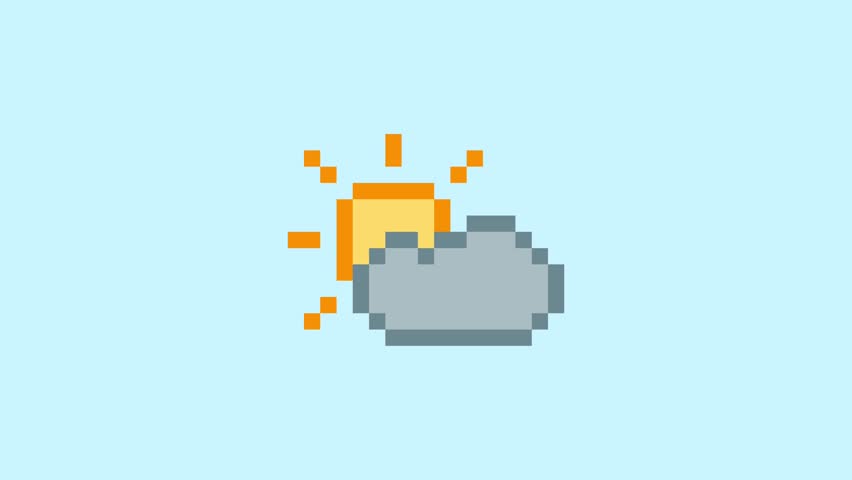 pixel simple weather icon sun and cloud