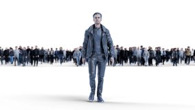3d 4k animation. walking crowd people on a white background - Powered by Shutterstock - Get 15% off with code: PIKWIZARD15