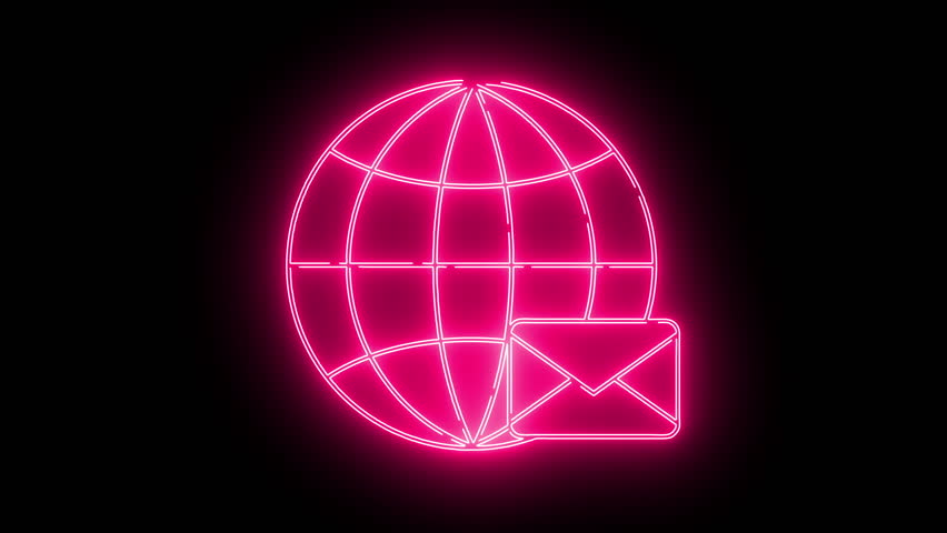 globe icon and message icon with neon effect