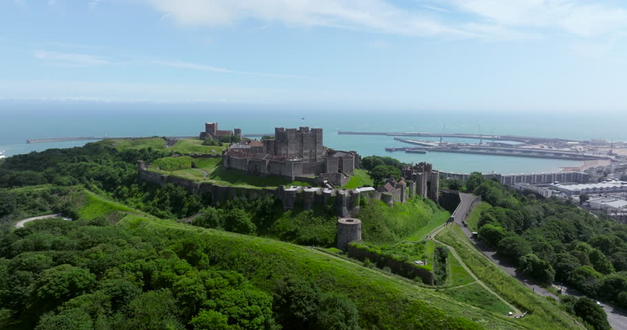 Aerial View Of Dover Castle In Kent, England, UK.