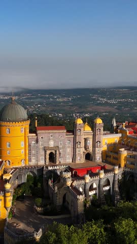 Sintra, near Lisbon, Portugal, Europe.
Aerial shot of the city center and its fairytale villas.
