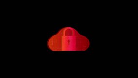 Red cloud with lock icon over a digital grid background, representing cloud security, data protection, encryption, and cybersecurity in modern digital networks and cloud computing - Powered by Shutterstock - Get 15% off with code: PIKWIZARD15