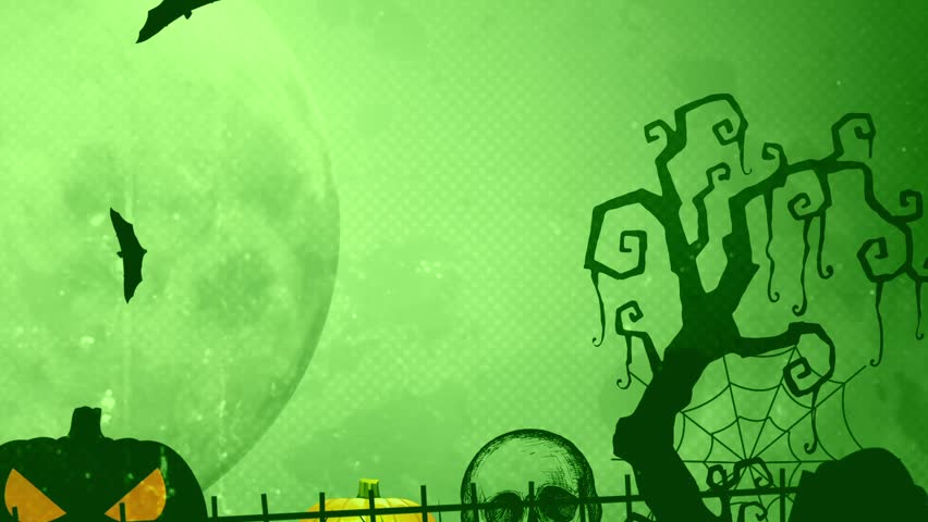 Halloween Title Card: 'Happy Halloween 31st October' with Green Background and Bats