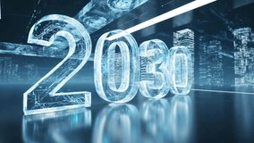 2030: Futuristic Digital World and Global Business Strategy - Neon Holographic Numbers in an Abstract Cyber Cityscape" - Powered by Shutterstock - Get 15% off with code: PIKWIZARD15