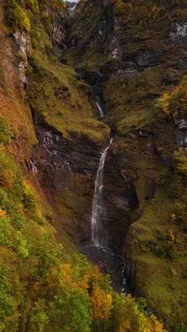 Klöntal Glarus waterfall Swiss Alps alpine nature autumn fall landscape snow mountain peak