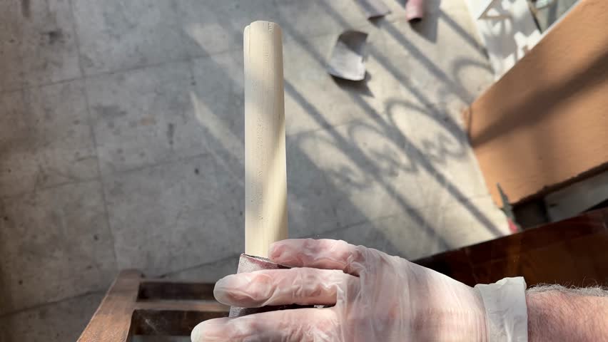 woodworking in terrace daytime carpenter crafting timber furniture repair renovation professional equipment indoor workshop polish sandpaper plank tool hardwood construction handyman industry surface