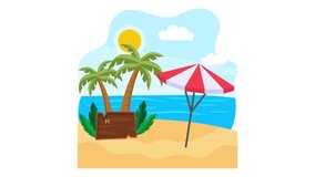 Chilling Out with Fresh Fruits and parasol Near Ocean animation, Golden Hour Glory Beachside Feast animated video, Nature and landscape Clip, Scenic Summer Season Vibes footage, Idyllic resort motion - Powered by Shutterstock - Get 15% off with code: PIKWIZARD15