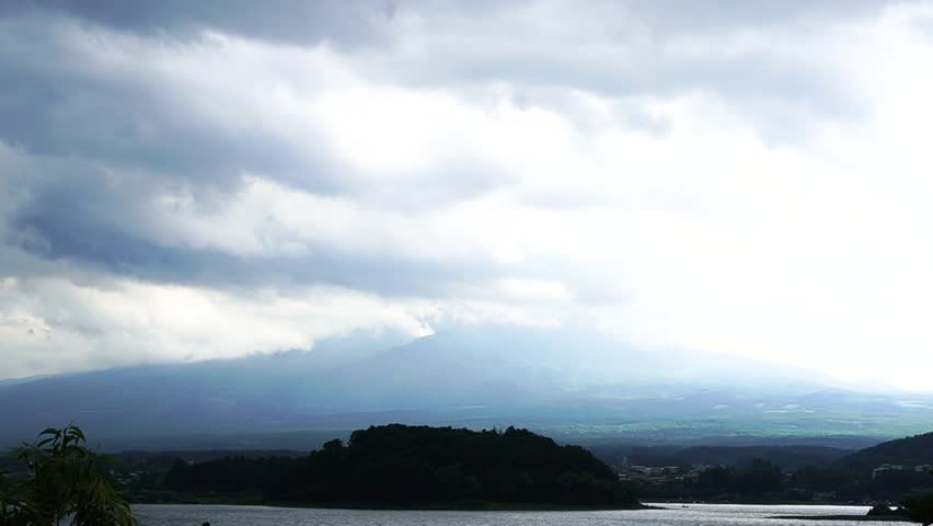 Mount Fuji during rainy and cloudy weather in Japan