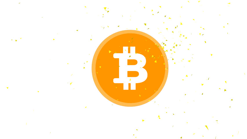 A dynamic 3D animation of a generic cryptocurrency coin with a stylized "B" symbol, as a yellow confetti Star explosion bursts around it on a transparent background.