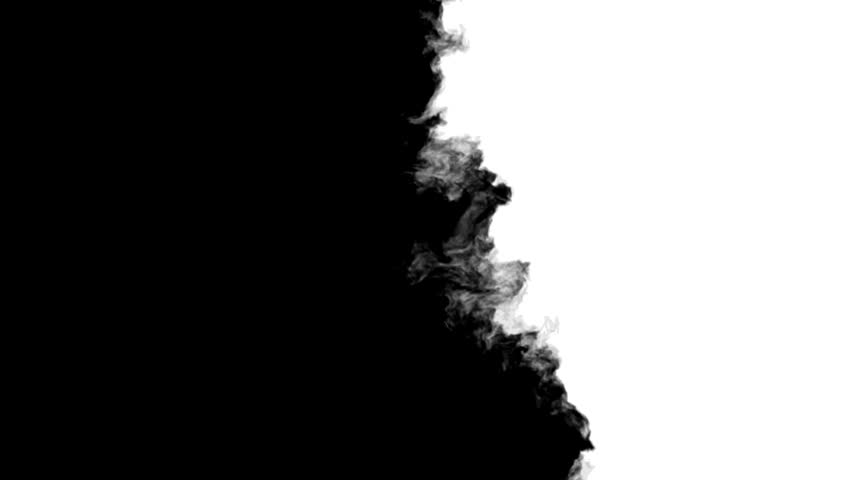 Swirling smoke or ink fluid transition effect. Steam, dust explosion. Black on white background