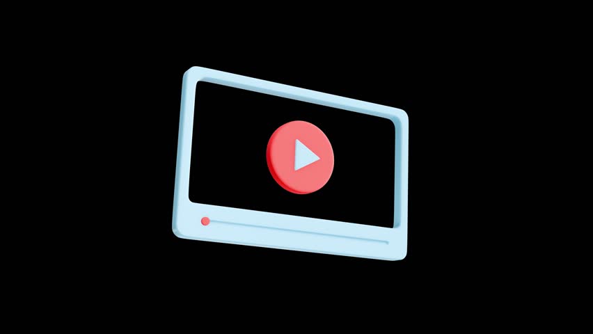 Video playback icon frame. Symbol showing video playback. 3d render animation