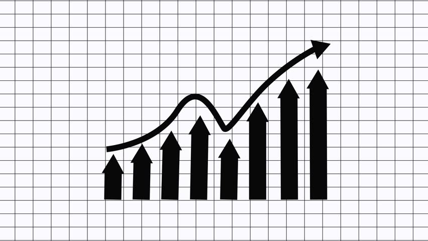 Upward Trend in Bar Chart and Line Graph Animation, Animated Rising Business Graph