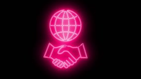 handshake icon and globe icon with neon effect - Powered by Shutterstock - Get 15% off with code: PIKWIZARD15