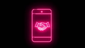smart phone icon and handshake icon with neon effect - Powered by Shutterstock - Get 15% off with code: PIKWIZARD15