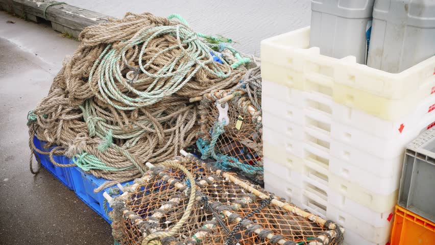 Boat mooring rope heap background stock footage