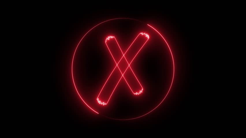 Glowing Abstract X Logo Design Animation, X mark neon glowing symbol animation