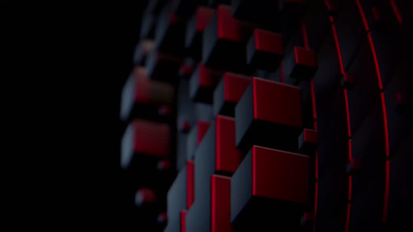 Seamless Loop Dark Red Cyberpunk Cubes Motion Background - 4K