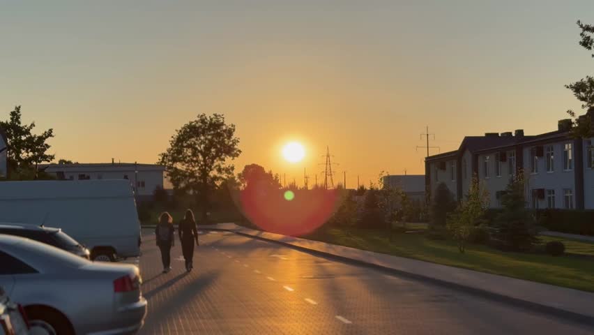Sunset in the village of Tarasovka, Kiev region, Ukraine. 