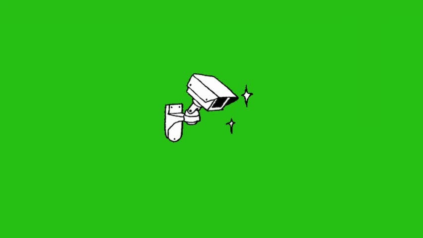 CCTV camera vector animation is ON green screen and moving and filming vector. Animation video on green screen chroma key Revolutionizing Security Monitoring: Green Screen Technology camera.